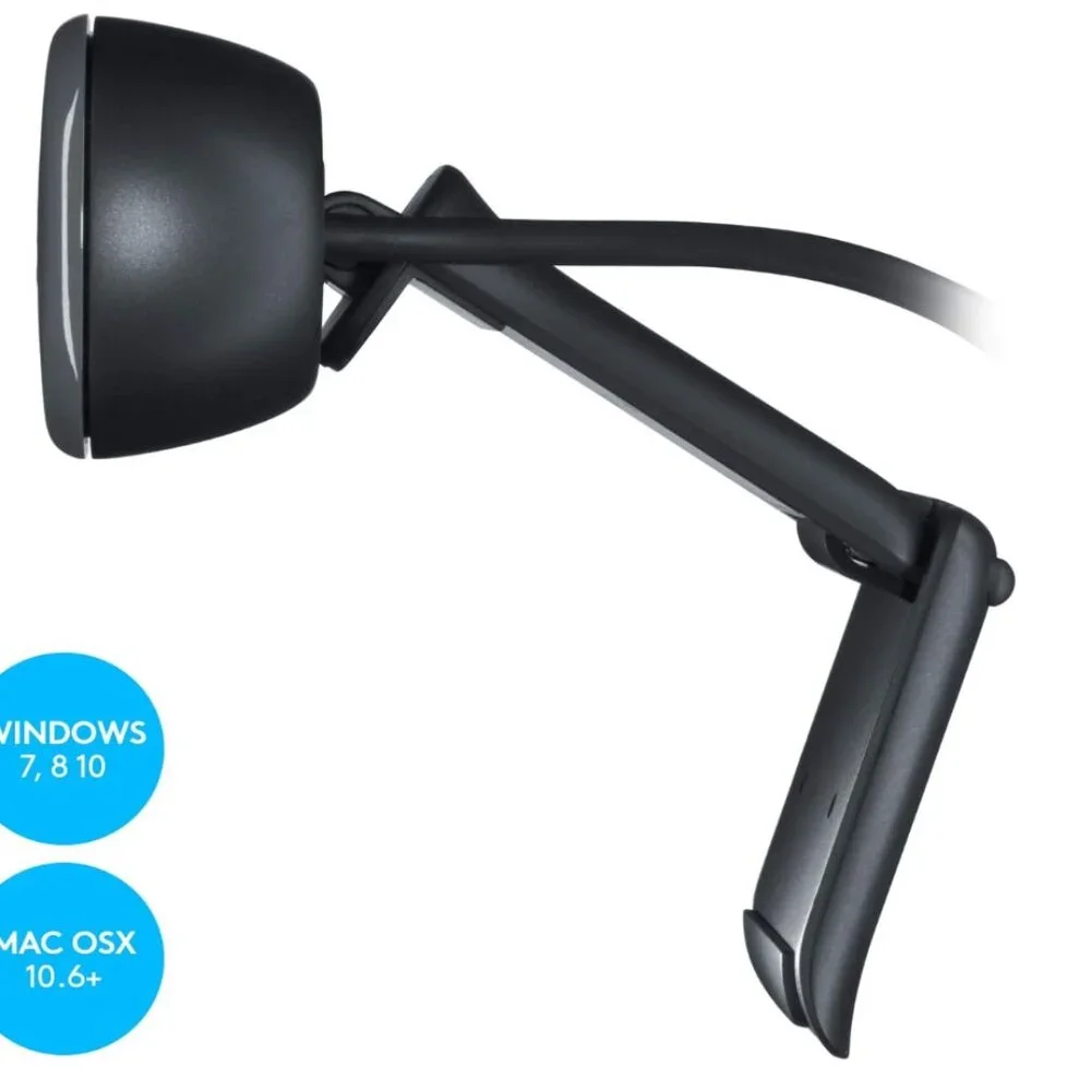 Logitech C270 Widescreen HD Webcam for HD video calls for Windows and Mac, Black